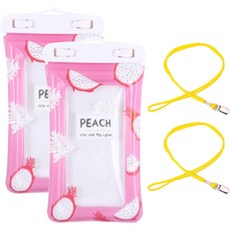 Daily Living 現代感性手機防水袋 + 掛繩組, 2套, 粉色蜜桃(防水袋) + 隨機出貨(掛繩)