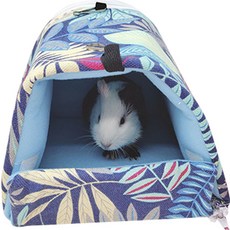Petflow 葉子圖案 倉鼠 天竺鼠 小屋 S, 藍色, 1個