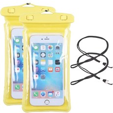 데일리리빙 다용도 핸드폰 방수팩 + 끈 세트, 옐로우(방수팩) + 랜덤발송(끈), 2세트