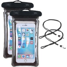 데일리리빙 다용도 핸드폰 방수팩 + 끈 세트, 블랙(방수팩) + 랜덤발송(끈), 2세트