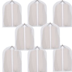 solve living 家用透明PEVA衣架拉鍊式衣物防塵套 透明 60x80cm, 1入, 8個
