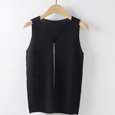 비비에모 여성용 브이넥 시스루 민소매 티셔츠 02784