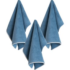 超細纖維天鵝絨廚房毛巾, 3個, 藍色