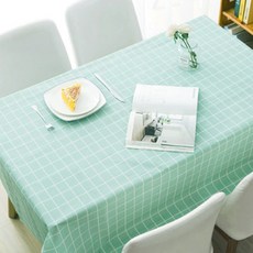 Yoromcorom 格紋一次性派對桌布 藍綠色 137 x 180 cm, 2個, 1入