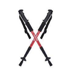 띵크파이 4節強化輕量登山杖 1入, 01 直式 紅色