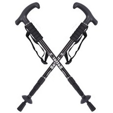 ThinkPie 4節強化輕量登山杖 06 T型 1入, 黑色