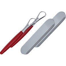 Merry Guild 不鏽鋼刮舌器 + 收納盒套組 紅色握把, 2套, 70g