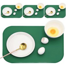 실리콘스토리 플래티넘 오벌 테이블 매트, 라이트그린, 42 x 29 cm, 4개