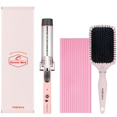 VODANA Sweetbox捲髮棒+氣墊梳子+隔熱墊組 36cm, 邦 FD 36, 粉色