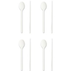 Seven Kitchen Mono矽膠餐具4件組, 白色, 湯匙 4p + 筷子 4p