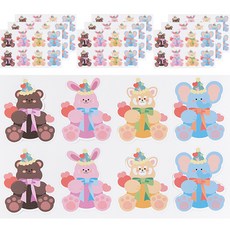 minhwashop 情人節回禮可插棒棒糖動物小卡 4款 各2入, 10套, 混合顏色