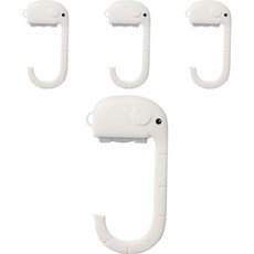 솔브리빙 휴대용 사무실 책상 가방걸이 거치대 코끼리 후크, 4개, 화이트