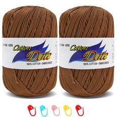Knitt Cotton Date 針織線 75g 2入 + 段數環 5入 組, 600 棕色, 1套