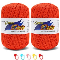 니뜨 코튼데이트 뜨개실 75g 2p + 단수링 5p 세트, 683 주황, 1세트