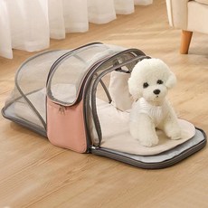 Low Ride寵物全開式全網狀可擴張後背包外出包, 粉色