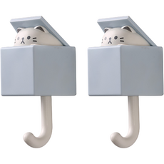 퀸즈네스트 동물 벽 후크 고양이, 블루, 2개