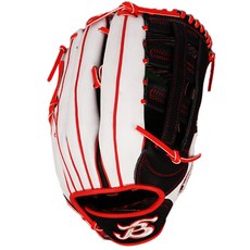 Brother Pro 特殊訂製外野手用手套 右投用 BSWBR-07W, 白色 + 黑色 + 紅色, 1個