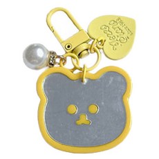 GIRING 미니 곰돌이 얼굴 거울 키링, 옐로우, 1개