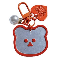 GIRING 迷你小熊臉鏡子鑰匙圈, 1個, 橘色