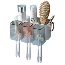 solve living 高級套裝 浴室黏貼式牙刷架 掛架 支架 3人款, 混合顏色, 1個