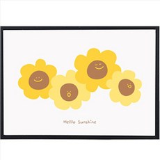 행복 해바라기 포스터 + 액자 세트, 블랙, 1개