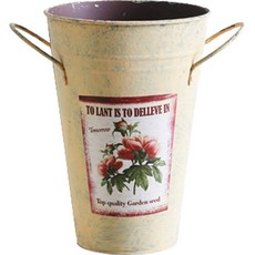 복고풍 플라워 철제 화분, 옐로우