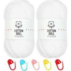 니뜨 코튼돌실 50g x 2p + 단수링 5p 세트, 1개, 1 화이트(뜨개실), 랜덤발송(단수링)
