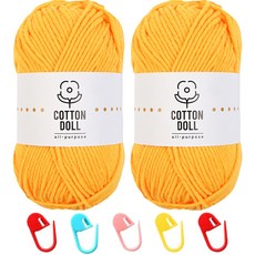 니뜨 코튼돌실 50g x 2p + 단수링 5p 세트, 1세트, 6 진노랑(뜨개실), 랜덤발송(단수링)