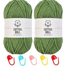 니뜨 코튼돌실 50g x 2p + 단수링 5p 세트, 1세트, 27 연카키(뜨개실), 랜덤발송(단수링)