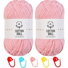 니뜨 코튼돌실 50g x 2p + 단수링 5p 세트, 1세트, 11 베이비핑크(뜨개실), 랜덤발송(단수링)