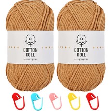 니뜨 코튼돌실 50g x 2p + 단수링 5p 세트, 1세트, 36 카멜(뜨개실), 랜덤발송(단수링)