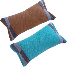 SARANG YEGAM 棉質拼接蕎麥枕 2入, 棕色+天藍色, 1個