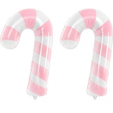 PartyDeco 柺杖糖鋁箔氣球, 粉紅色, 2個