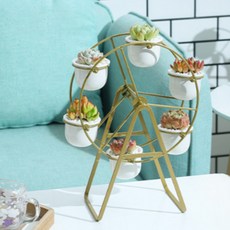 Answer 摩天輪花盆 6入 + 底座套組 大型, 金色(底座)