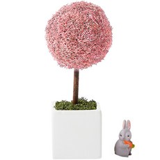 Alle 室內植物 斯堪地亞馴鹿苔蘚盆栽 Lovely 苔蘚樹 粉紅色 + 公仔隨機出貨組合, 1套