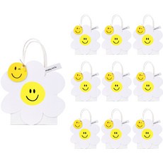 indi.k 快樂雛菊禮物袋 10入 + 吊牌 10入 + 貼紙 10入 套組, 白色, 1套