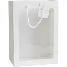 Mihwabujang 牛皮紙花盆植物禮物包裝袋 開窗手提袋 長方形 大, 10個, 01 白色