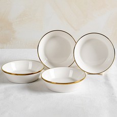 Larissa Vienne 圓形小菜碟, 4個, 白色 + 金色
