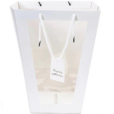 Mihwabujang 牛皮紙花卉盆栽植物禮物包裝袋 開窗手提袋 梯形 大, 05 白色, 10個