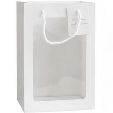 미화부장 크라프트 종이 플라워 화분 식물 선물 포장 가방 윈도우 백 캐리어 직사각형 소, 02 화이트, 10개