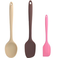 Dailylike Bong Bong 矽膠廚房料理工具 ver 2 3件組, 米色, 酒紅色, 粉紅色, 萬用匙 + 刮刀 + 迷你刮刀, 1個