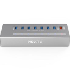 Nextu USB 3.0 7埠+快速充電+PD 擴充附電源集線器 NEXT-335TC-PD, 深灰色