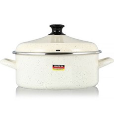 Hamptons 電磁爐適用附蓋琺瑯雙耳淺湯鍋 24cm 香草乳白色