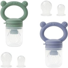 LALABY 幼兒用 Upee 矽膠水果棒 2件組 04, 綠色, 薰衣草紫, 1套