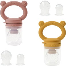 LALABY 幼兒用 Upee 矽膠水果棒 2件組 01, 紅色, 黃色, 1套