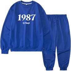 팀스핏 남녀공용 빅사이즈 1987 빅로고 맨투맨 조거팬츠 셋업