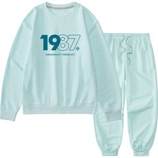 팀스핏 남녀공용 빅사이즈 1987그래픽 빅로고 맨투맨 조거팬츠 셋업