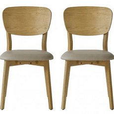 까사미아 카르네 가죽체어 2p 방문설치, 라이트그레이(좌판) + 내추럴(다리)