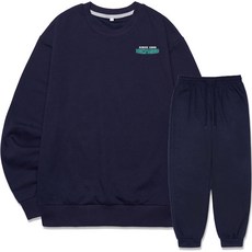 디엘크리 남성용 홀리우드 스몰로고 맨투맨 조거트레이닝 세트