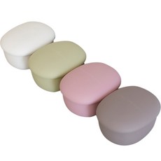 卵石造型矽膠保鮮盒, 淺灰色+深粉色+橄欖綠+可可色保鮮盒 180ml, 1組